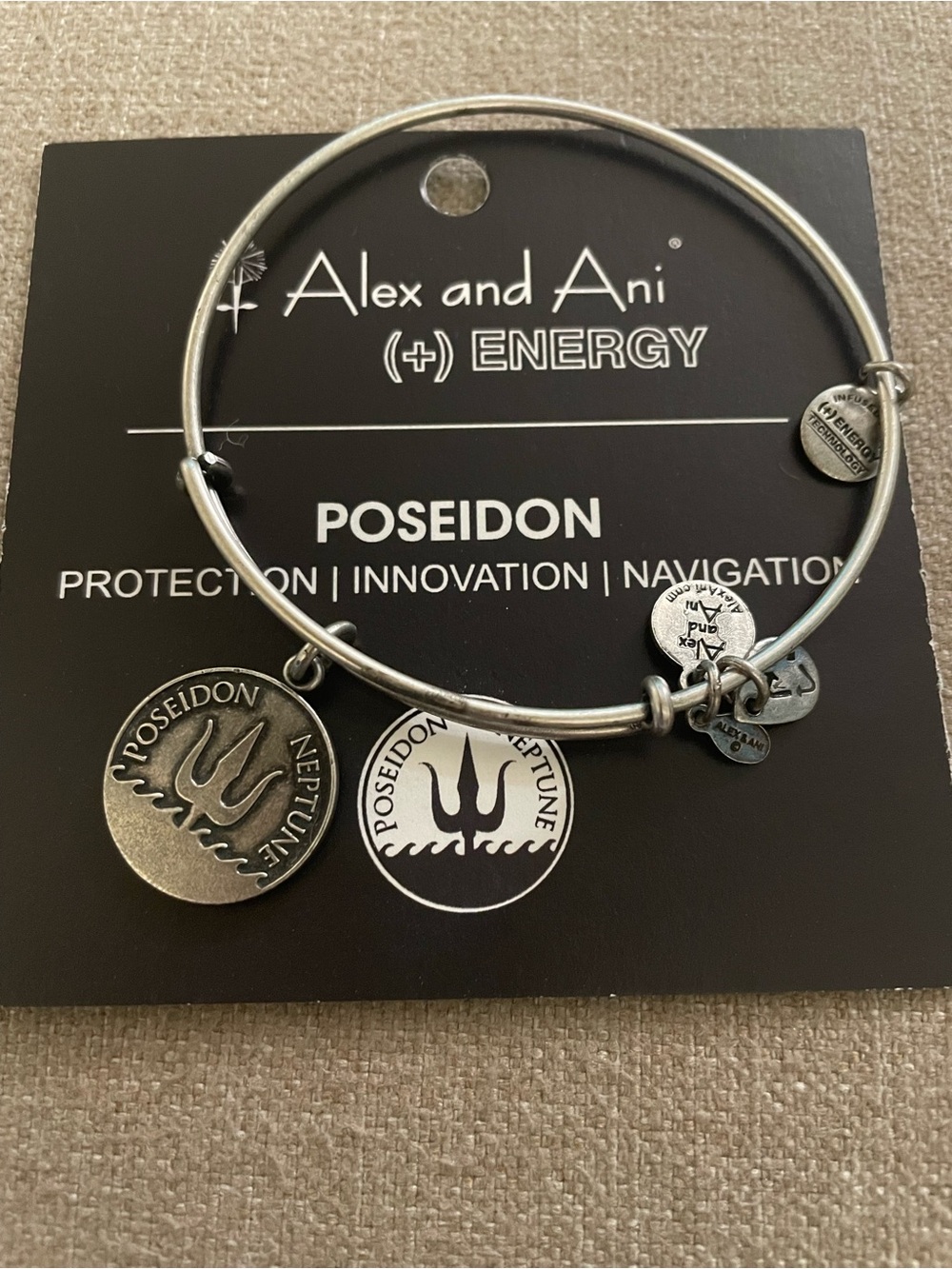 Alex and Ani Silver Poseidon Trident Charm Bangle
